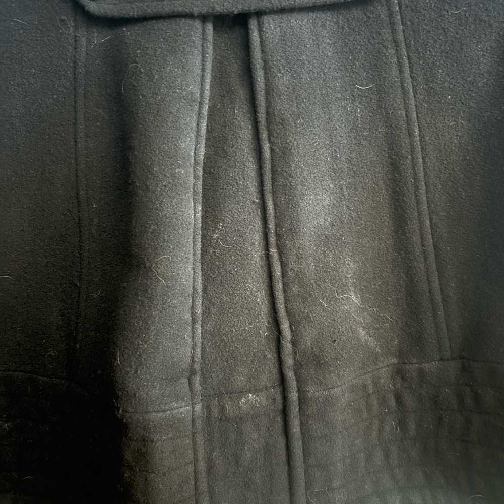 Mackage Black Wool Pea Coat with Leather-Trim Pockets - Picture 10 of 11